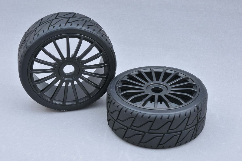 100297X - Tyre 180 mm Asphalt RH (HARD) + Wheel Black 17 Spoke