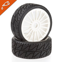 100230X - Tyre 180 mm Asphalt Blue HARD Compound + 17 RH Wheel White