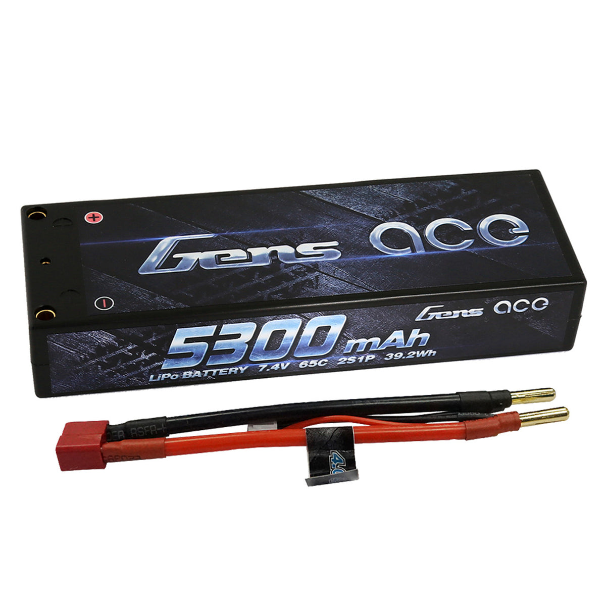 Gens Ace 5300mAh 7.4V 65C 2S1P HardCase Lipo Battery With 4.0mm Bullet To Deans Plug