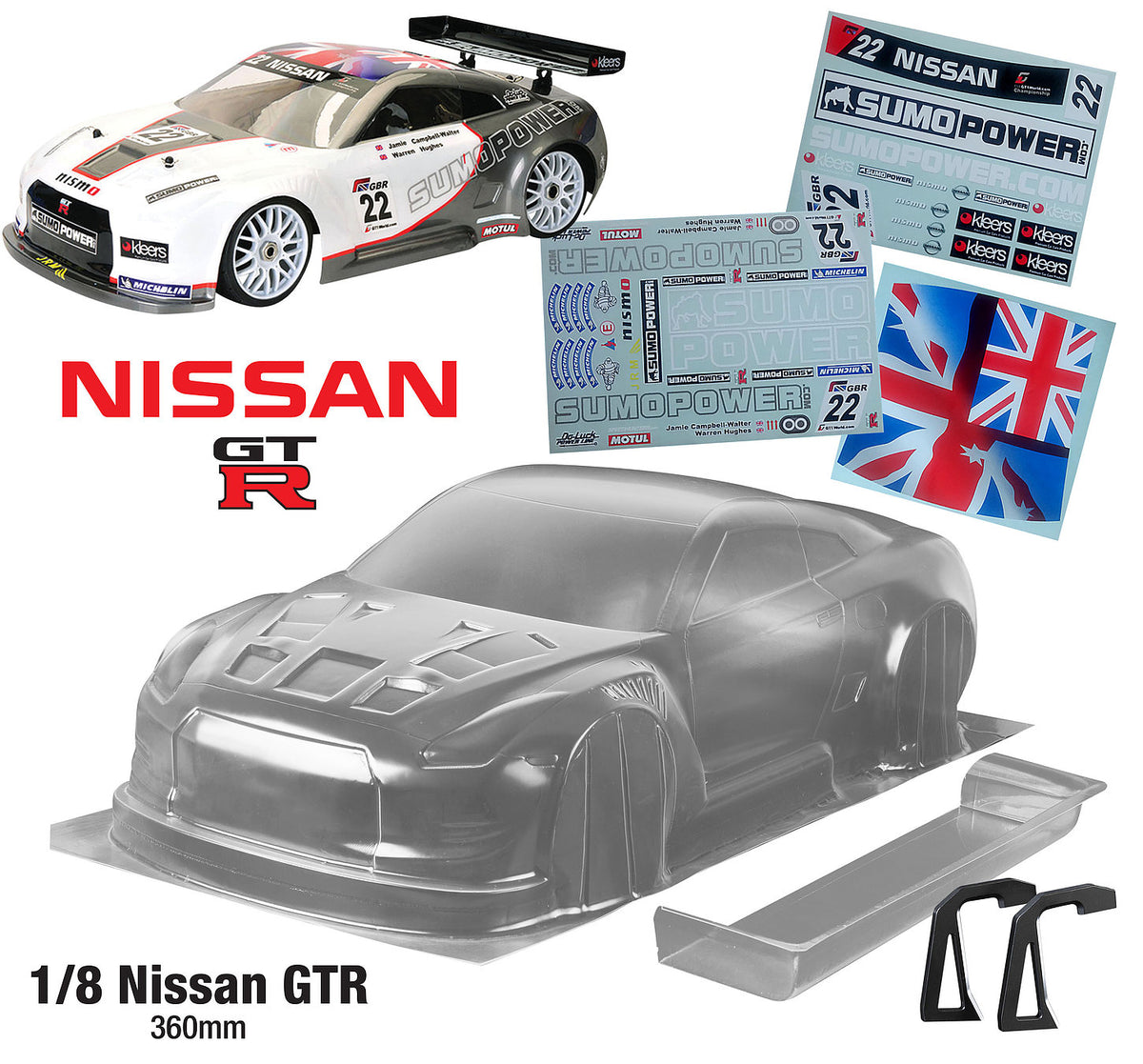 1/8 Nissan Skyline GTR (R35) bodyshell (360mm wheelbase)