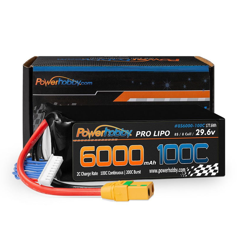 Powerhobby 8S 29.6V 6000mah 100c Lipo Battery w XT90 Plug
