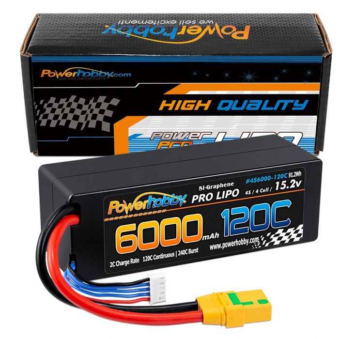 4S 15.2v 6000mAh 120C Graphene + HV LiPo Battery XT90 Plug Hard Case