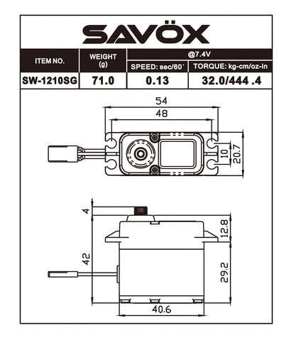 SW1210SG-BE - Waterproof High Voltage Digital Servo 0.13sec / 444.4oz @ 7.4V - Black Edition